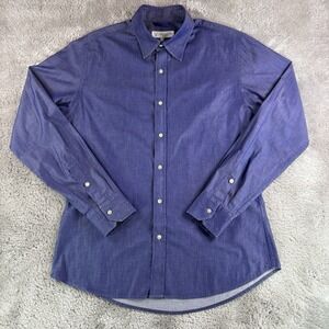 Teddy Stratford NYC Men's Button Down Zip Shirt Purple Size 3 Medium/Large